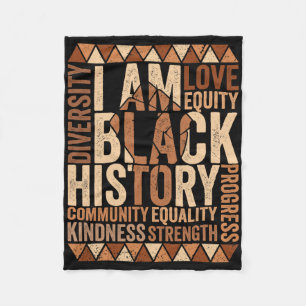 I Am Black History African American Black History  Fleece Blanket