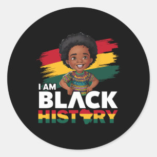 I Am Black History Afro Boy Little Melanin Prince Classic Round Sticker