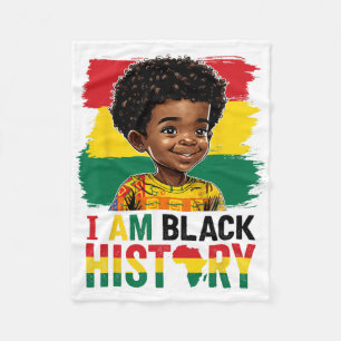 I Am Black History Afro Boy Little Melanin Prince  Fleece Blanket