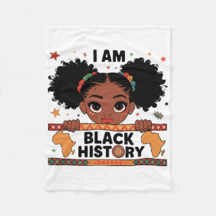 I Am Black History Afro Little Girl African Americ Fleece Blanket