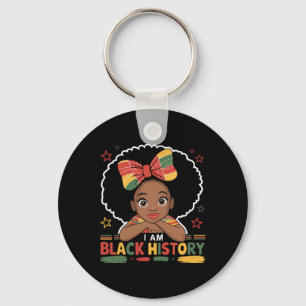 I Am Black History Afro Little Girl African Americ Key Ring