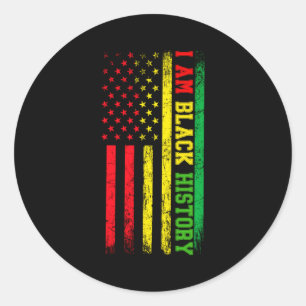 I Am Black History American Flag Vintage Black His Classic Round Sticker