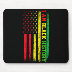 I Am Black History American Flag Vintage Black His Mouse Pad