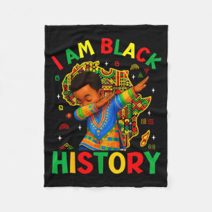 I Am Black History Black History Month Dabbing Boy Fleece Blanket
