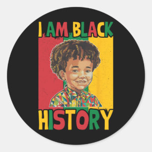 I Am Black History Boy African American Afro Melan Classic Round Sticker