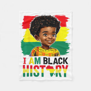I Am Black History Boys Men Patriotic African Amer Fleece Blanket