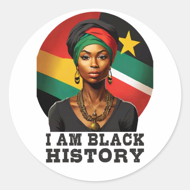 I am Black History Classic Round Sticker (Front)