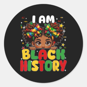 I Am Black History Coquette African American Girl Classic Round Sticker
