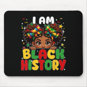 I Am Black History Coquette African American Girl Mouse Pad