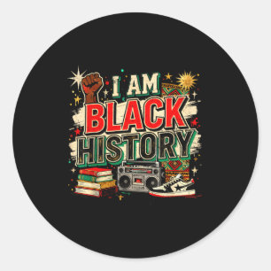 I Am Black History Culture Pride Design Classic Round Sticker