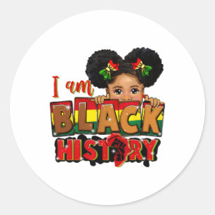 I Am Black History Girl Blm Black History Month Ju Classic Round Sticker