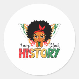 I Am Black History Girl Blm Black History Month Ju Classic Round Sticker