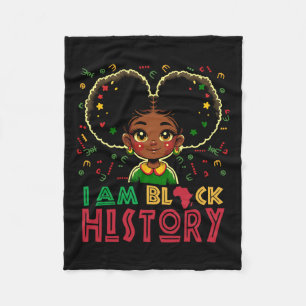 I Am Black History Girls Black History Month Fleece Blanket
