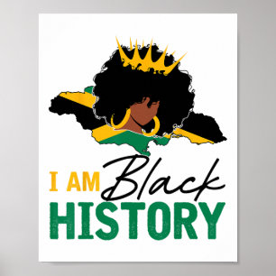 I Am Black History Jamaica Queen And Jamaican Flag Poster