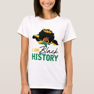 I Am Black History Jamaica Queen And Jamaican Flag T-Shirt
