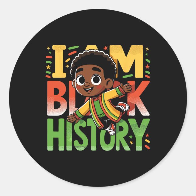 I Am Black History Kids Boys Black History Month  Classic Round Sticker (Front)