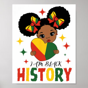 I Am Black History Kids Girls Heart Black History  Poster