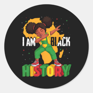 I Am Black History Kids Girls Women Black History Classic Round Sticker