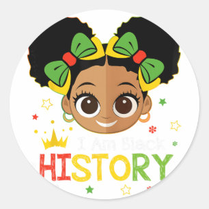 I Am Black History Kids Girls Womens Black History Classic Round Sticker