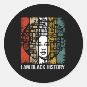 I Am Black History Month 2024 Women Girls Black Qu Classic Round Sticker