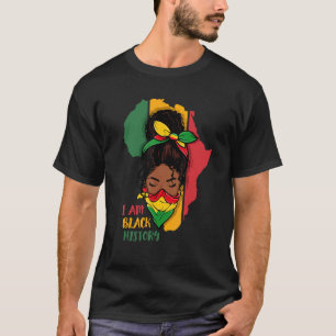 I Am Black History Month Africa Map & Black Queen  T-Shirt