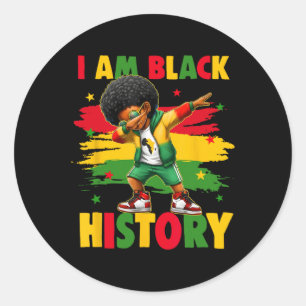 I Am Black History Month African American Dabbing Classic Round Sticker