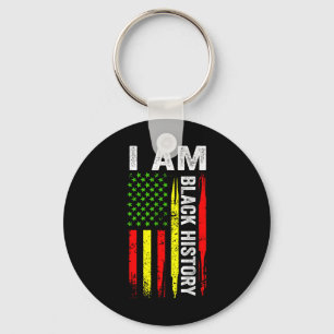 I Am Black History Month African American Flag Men Key Ring