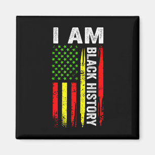 I Am Black History Month African American Flag Men Magnet