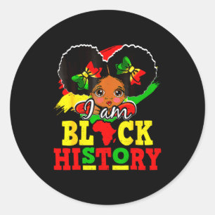 I Am Black History Month African American For Girl Classic Round Sticker