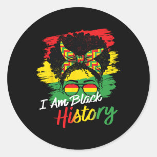 I Am Black History Month African Girls Women Classic Round Sticker