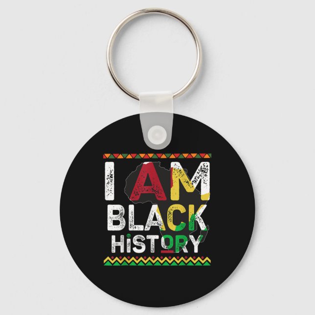 I Am Black History Month African Pride Design  Key Ring (Front)