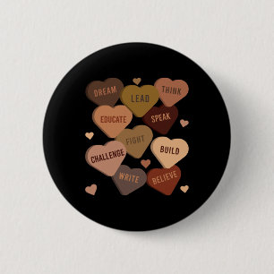 I Am Black History Month Afro African American Tea 6 Cm Round Badge