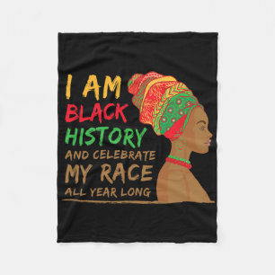 I Am Black History Month Afro Woman Fleece Blanket