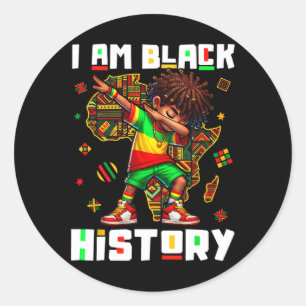 I Am Black History Month Boys Dabbing Boy Men Afri Classic Round Sticker