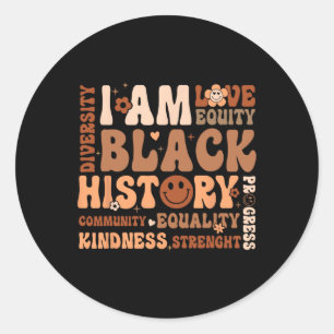 I Am Black History Month Community Equality Africa Classic Round Sticker