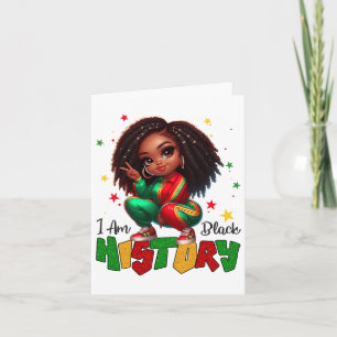 I Am Black History Month Cute Melanin Afro Girl Ki Card