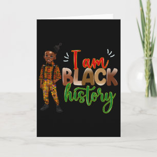 I Am Black History Month Kente Afro African Black Card