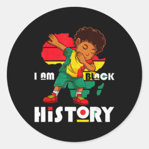 I Am Black History Month Kids Boys Afro African Am Classic Round Sticker