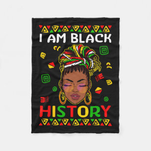 I Am Black History Month Loc'd Girl Black Women Ce Fleece Blanket