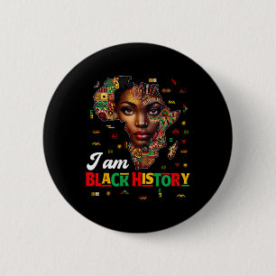I Am Black History Month Map Africa African Pride 6 Cm Round Badge