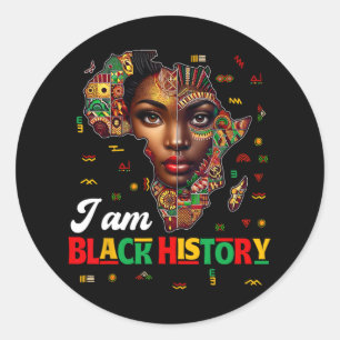 I Am Black History Month Map Africa African Pride Classic Round Sticker