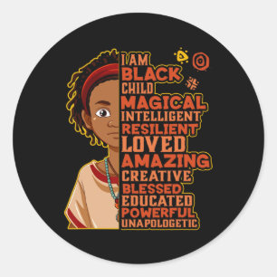 I Am Black History Month Shirt Kids Boys African A Classic Round Sticker