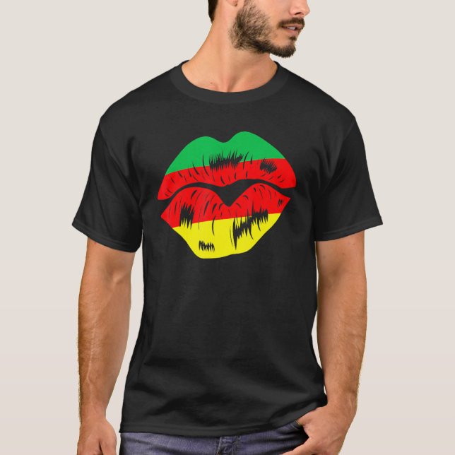 I AM Black History Month Shirt Lips Red Green Gold (Front)