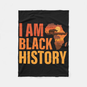I Am Black History Month Strong African Black Mela Fleece Blanket