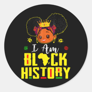 I Am Black History Month Teens Kids Girls African Classic Round Sticker