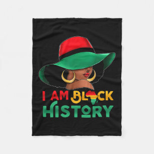 I Am Black History Month Women Girl Afro Black Que Fleece Blanket