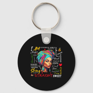 I Am Black History Month Women Girl Afro Black Que Key Ring