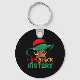 I Am Black History Month Women Girl Afro Black Que Key Ring