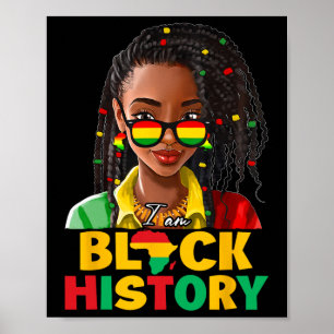 I Am Black History Month Women Girl Afro Black Que Poster
