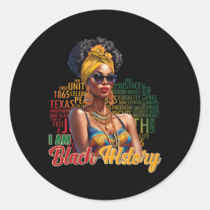 I Am Black History Outfit Women Juneteenth 1865 Fr Classic Round Sticker